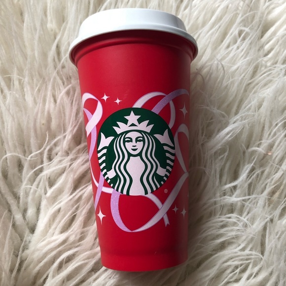 Starbucks Holiday 50th Anniversary Pink Ribbon Reusable Coffee Cup - Picture 2 of 6